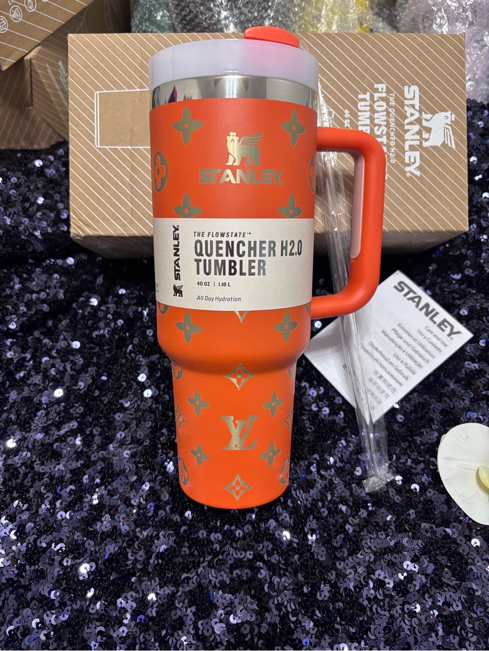 Quencher Tumbler Bright Orange with Silver Accents